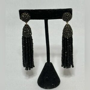 Baublebar black bead tassel post earrings